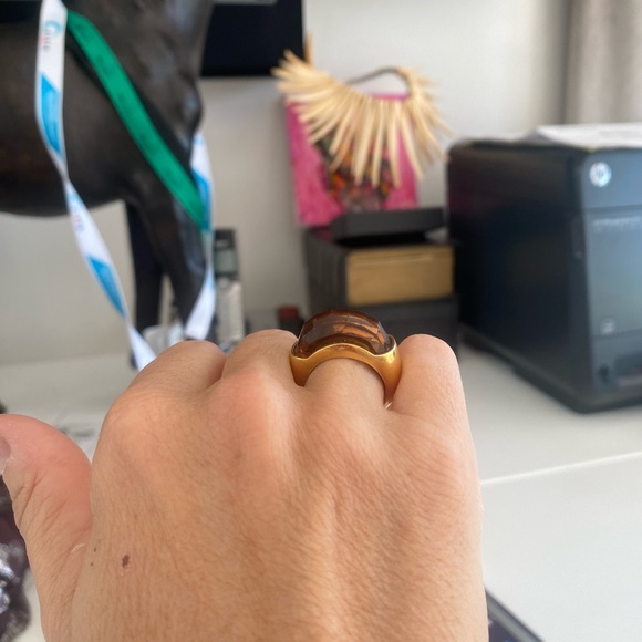 Women’s Swarovski size 7 Garnet and gold plated ring - Picture 5 of 5